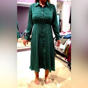 Bohme satin green/navy/black dress size Medium